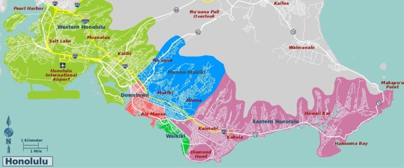 map of Honolulu districts