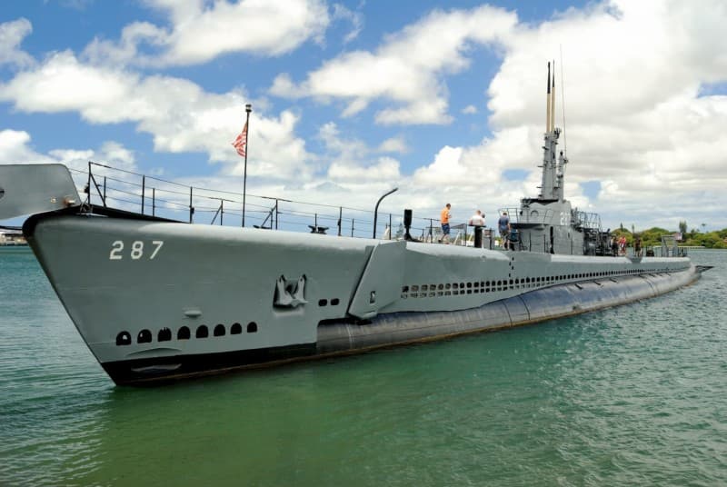 U.S.S. Bowfin Submarine (from shore)