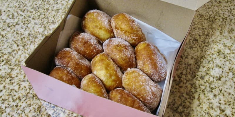 A box of Malasadas from Leonard's on O‘ahu, Hawai‘i