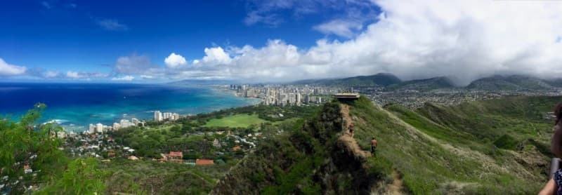 diamond crater summit hike view of Honolulu