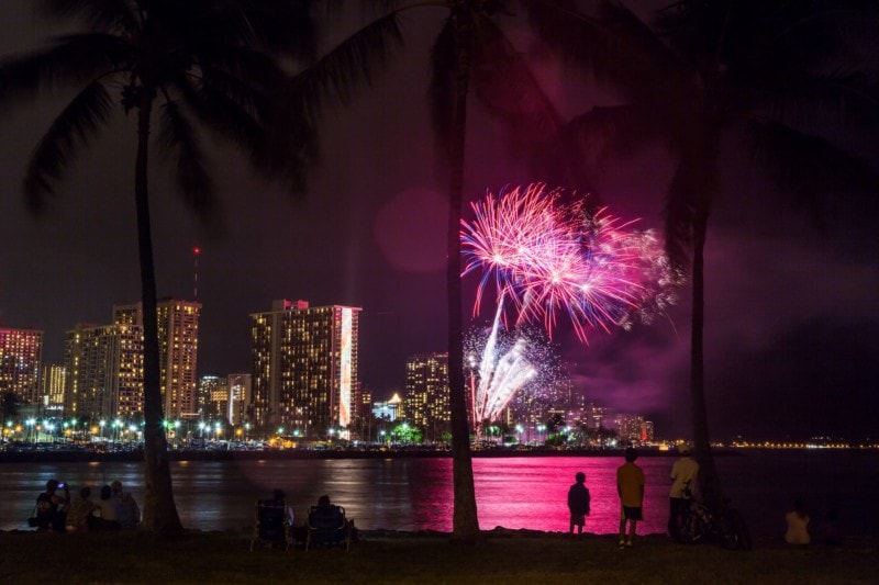 Friday night fireworks in Waikiki