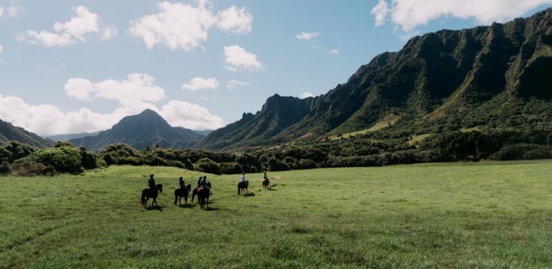 Guided horseback riding tour of the Kualoa Ranch