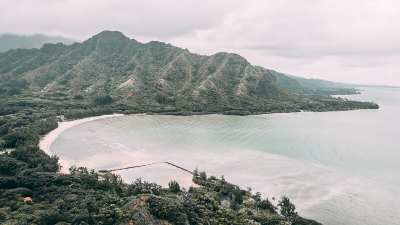 The white sand beach fronting Kualoa Regional Park