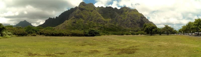 Looking back to the ridge from the Kualoa Regional Park