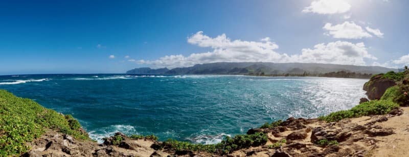 Panorama of the Koʻolau Mountains taken from Lāʻie Point State Park