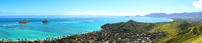 panoramic view of Lanikai and Bellows Field Beach Park