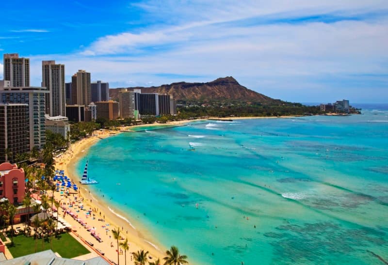 Waikīkī Beach and the Diamond Head crater