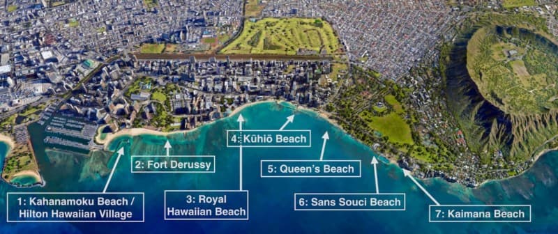 Waikīkī beach map