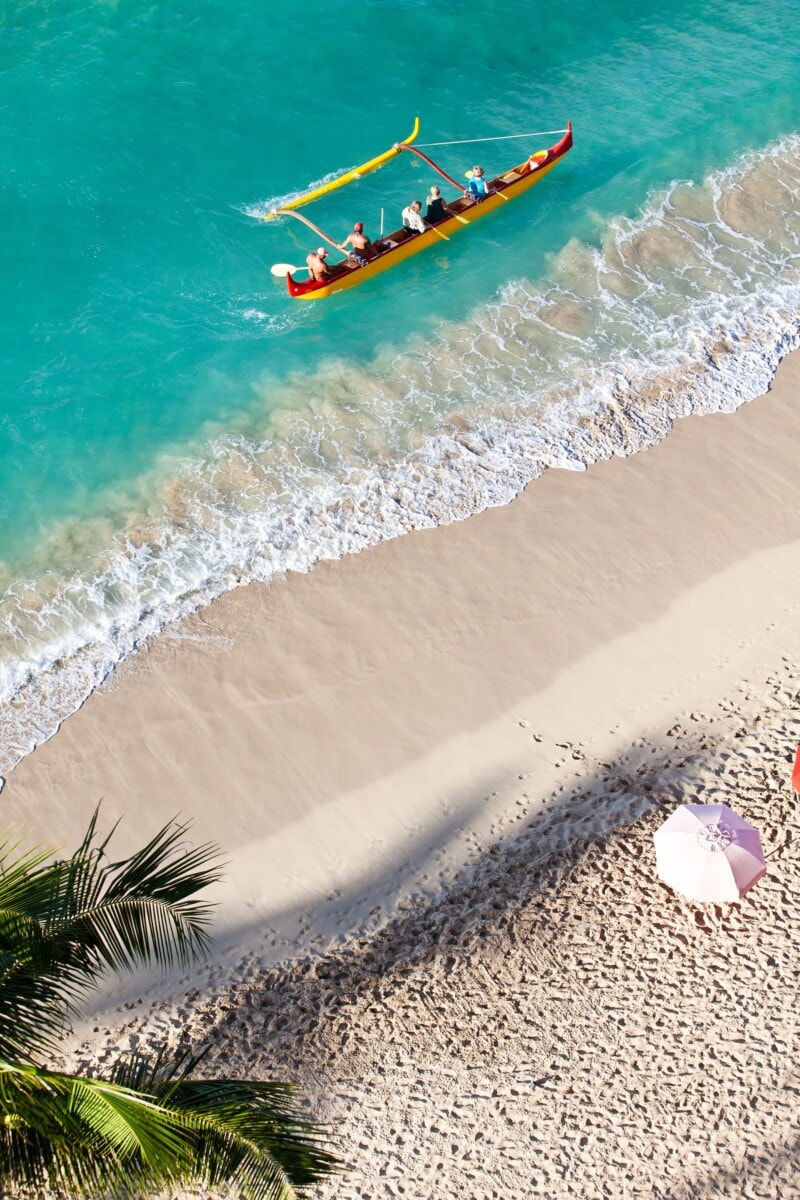 Outrigger canoe along the Waikiki shore